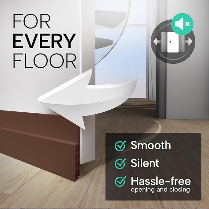 Vellure® door draft stoppers for bottom of door - NEW premium door sweep / door seal strip (save energy – installs quickly and easily) door weather stripping, ideal for keeping out cold (1x39" brown)