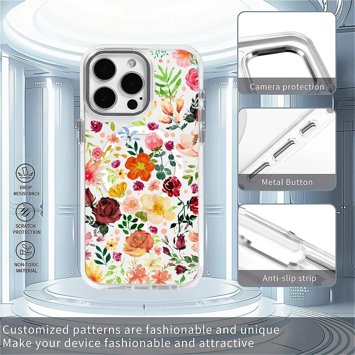 Okbuok For Iphone 13/14 Case [Compatible With Magsafe],Girls Women Clear Magnetic Case Silicone Shockproof Protective Cover With