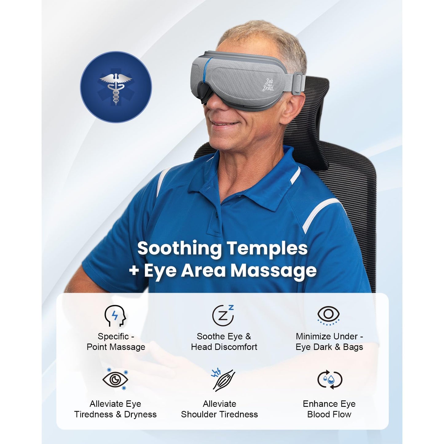 BOB AND BRAD Eye Massager with Heat and Cooling, EyeOasis 2 Eye Mask for Migraines FSA Eligible/HSA Eligible, Heated Face Massager for Dry Eye Migraine Relief, Warm Compress for Eyes Strain Relief