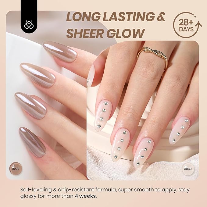 Beetles Jelly Gel Nail Polish Set - 6 Colors Nude Brown Jelly Neutral Gel Polish Kit Sheer Transparent Effect Soak Off UV DIY French Nail Art Manicure Gifts for Women