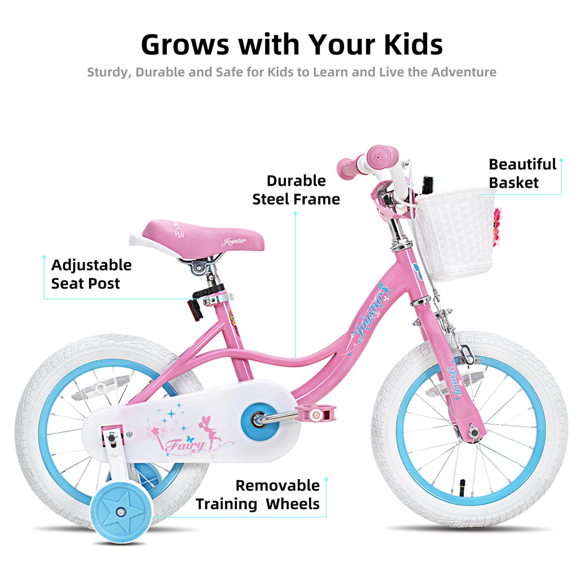 JOYSTAR 12 Inch Kids Bike for Ages 2 3 4 Years Girls, Toddler Bike with Training Wheels & Handbrake for 2-4 Years Old Child, Pink