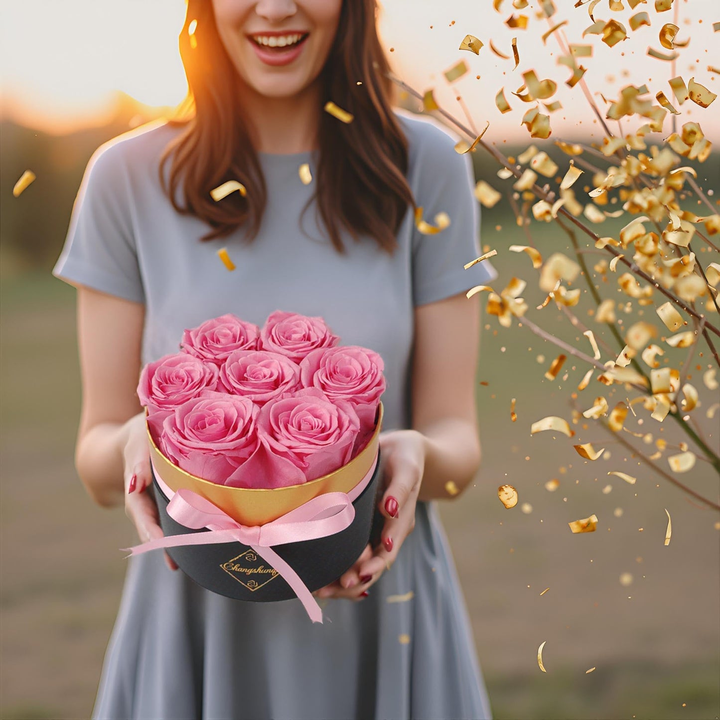 Changshunqi Preserved Roses in a Box, Forever Real Rose Preserved Flowers for Delivery, Eternal Rose Last 2-3 Years, Anniversary Birthday Roses Forever Gifts for Women Mothers, Wife, Her, Mom