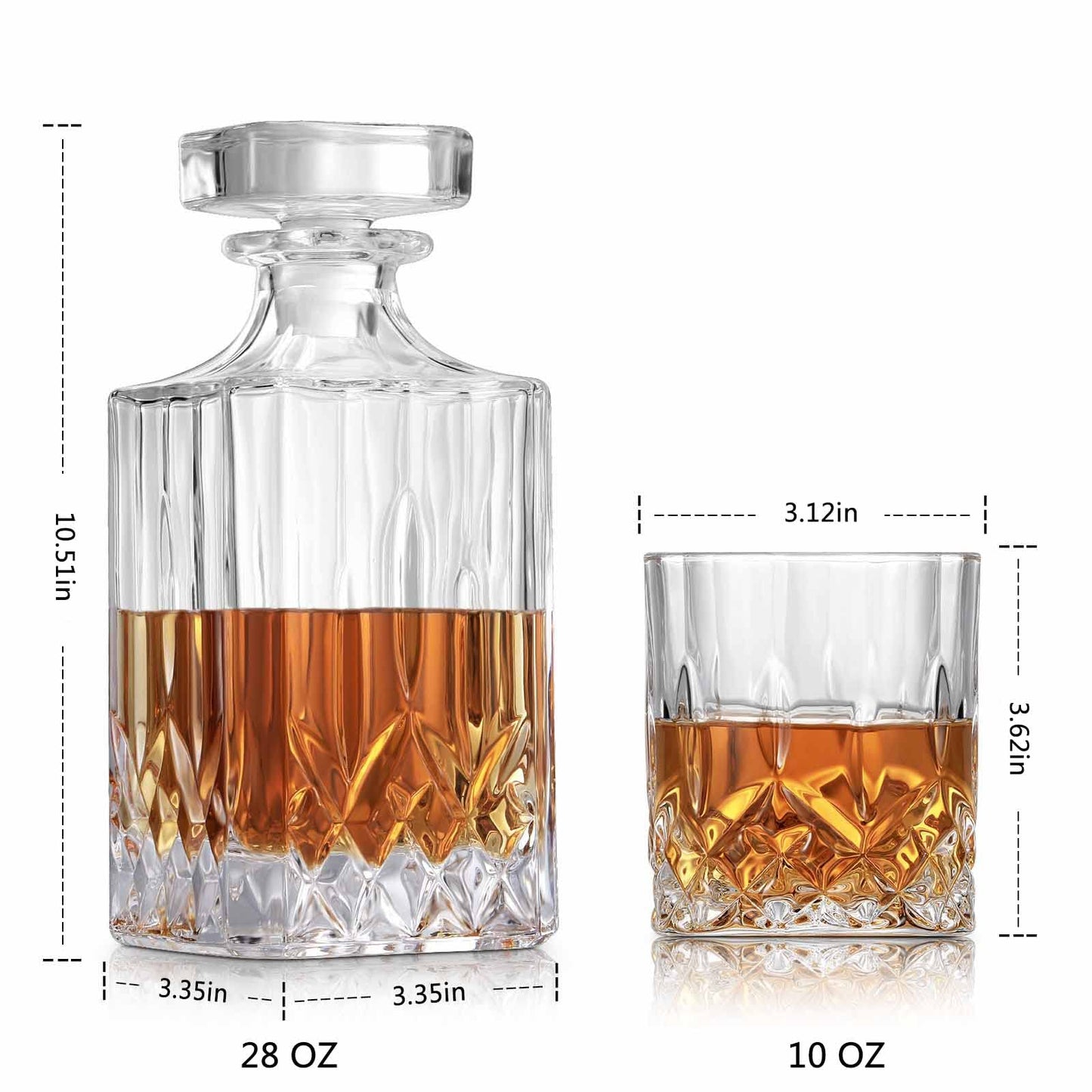 LIGHTEN LIFE Whiskey Decanter Set with Bar Accessories,Crystal Whiskey Decanter and Glass Set in Gift Box,Non-Lead Bourbon Decanter Set for Rum Scotch,Wedding Anniversary Birthday Gift for Men Him Dad
