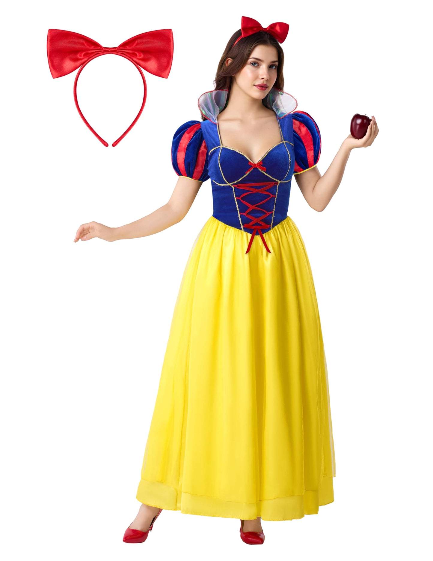 Spooktacular Creations Snow Princess Costume for Women, Adult Princess Halloween Costume with Headwear Deluxe Outfit for Birthday Cosplay Parties, S