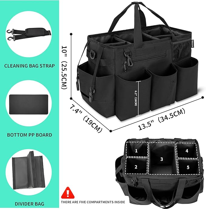 Wearable Cleaning Caddy Bag for Cleaning Supplies,Large Capacity Cleaning Organizer Tote Bag for Cleaners Housekeepers