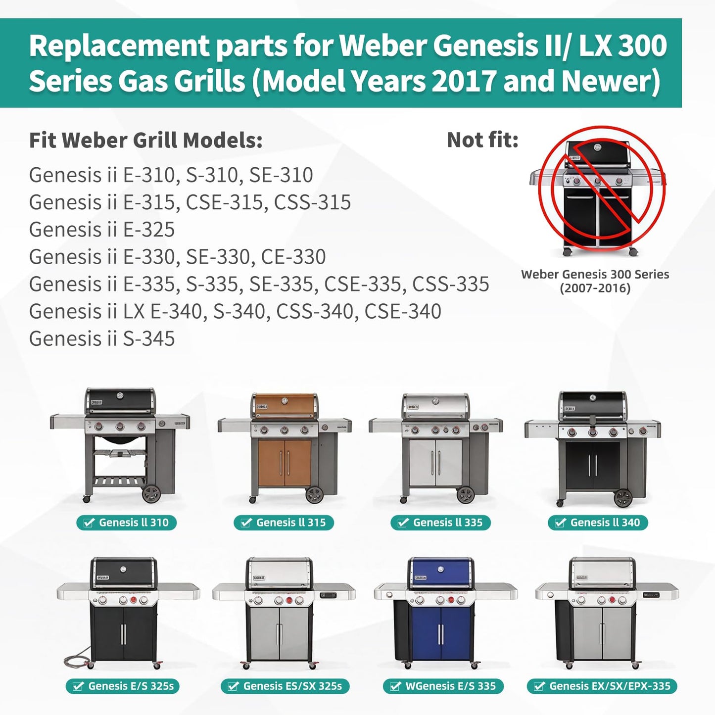 Meyafiny 9MM 18 7/8" Stainless Steel Genesis 2 Grill Grates for Weber Genesis ii E-310 E-315 E-325 E-330 E-340 S-335 S-340 GS4 Genesis ii Grill Parts for Weber 66095 Genesis ii 300 LX 300 Series