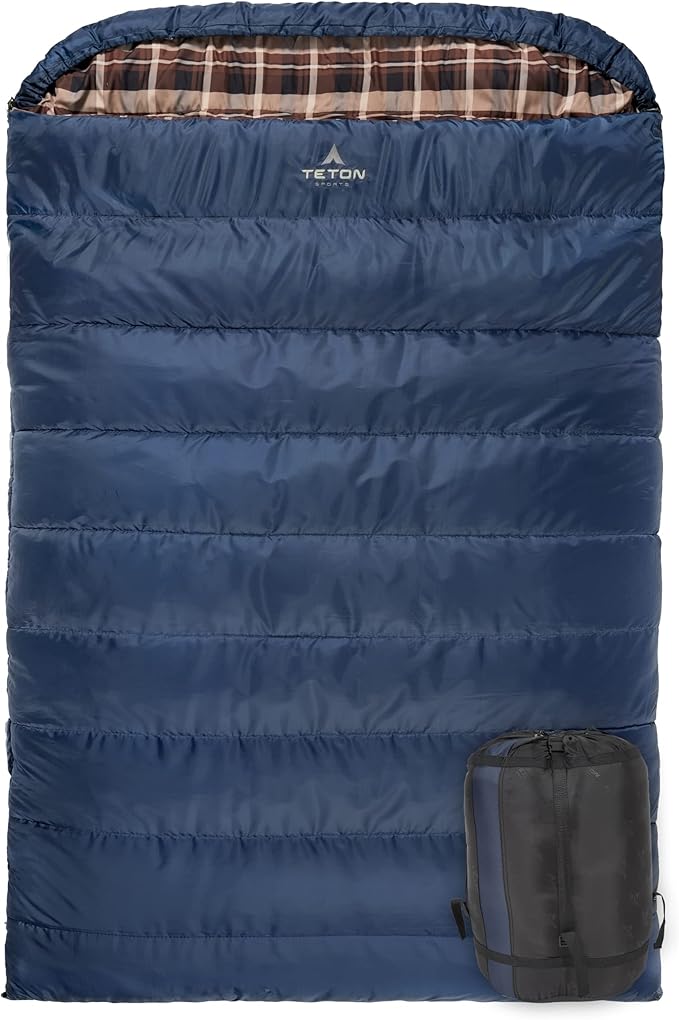 Teton Mammoth Queen Size Double Sleeping Bag- A Warm Bag The Whole Family can Enjoy – Great for Camping, Hunting and Base ...