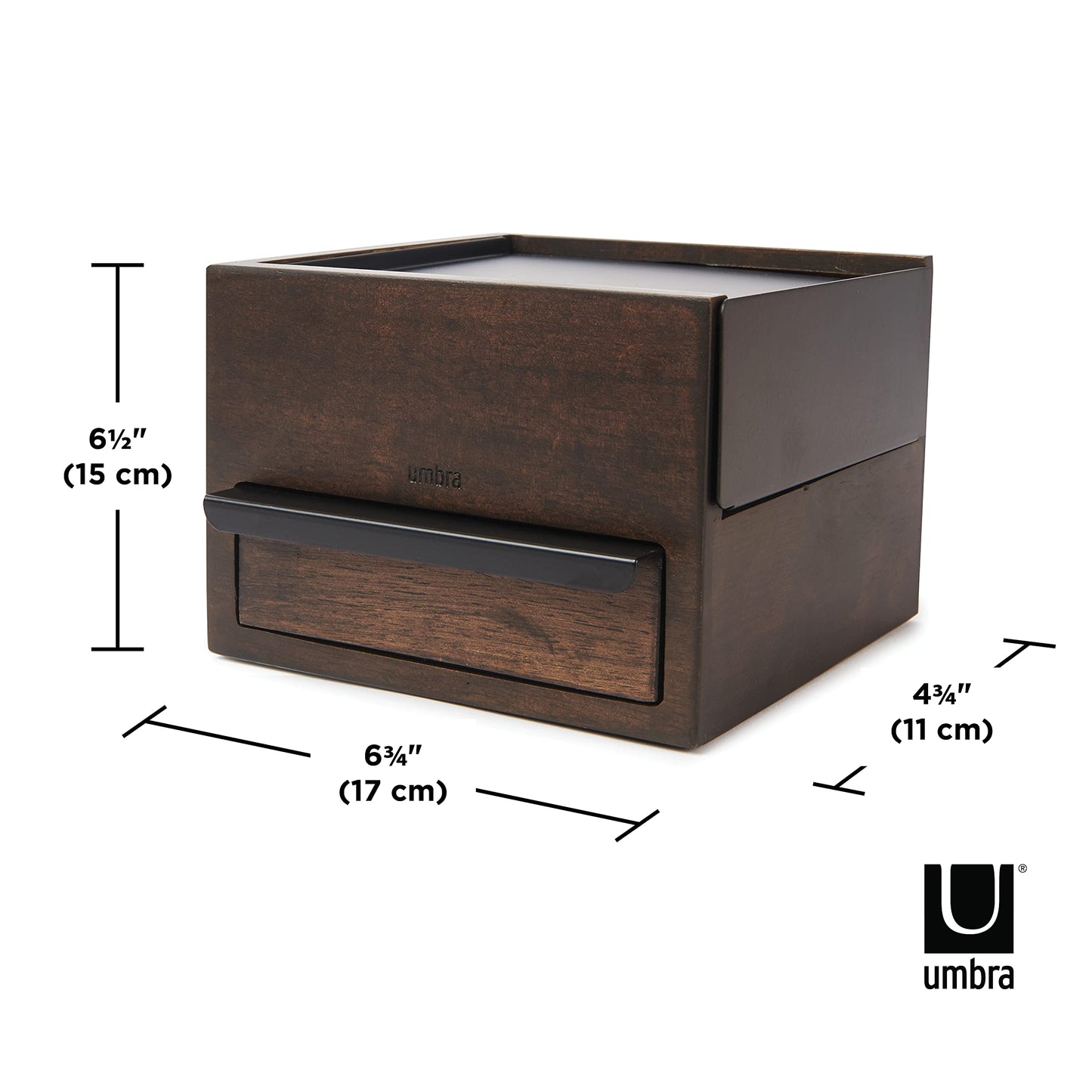 Umbra Mini Stowit Jewelry Box - Modern Keepsake Storage Organizer with Hidden Compartment Drawers for Ring, Bracelet, Watch, Nec
