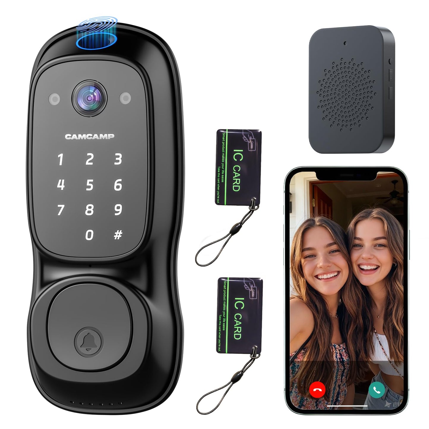 Smart Lock with Camera & Doorbell, 3-in-1 Smart Deadbolt for Front Door, Fingerprint Keyless Entry Door Lock with Live View, Video Smart Lock Built-in Wi-Fi, Auto Lock, Siri Unlock, IP66 Waterproof
