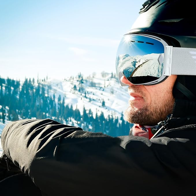 EXP VISION Snowboard Ski Goggles Men Women Youth, Anti Fog OTG Winter Snow Goggles Spherical Detachable Lens