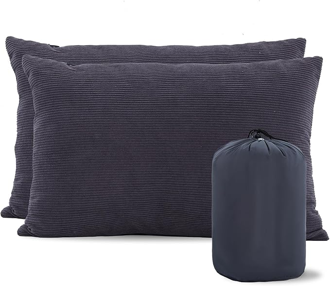 MOON LENCE Camping Pillows 2 Pack, Compressible Camp Pillow with Washable Cover & Carry Bag, Plush Filled Backpacking Pill...