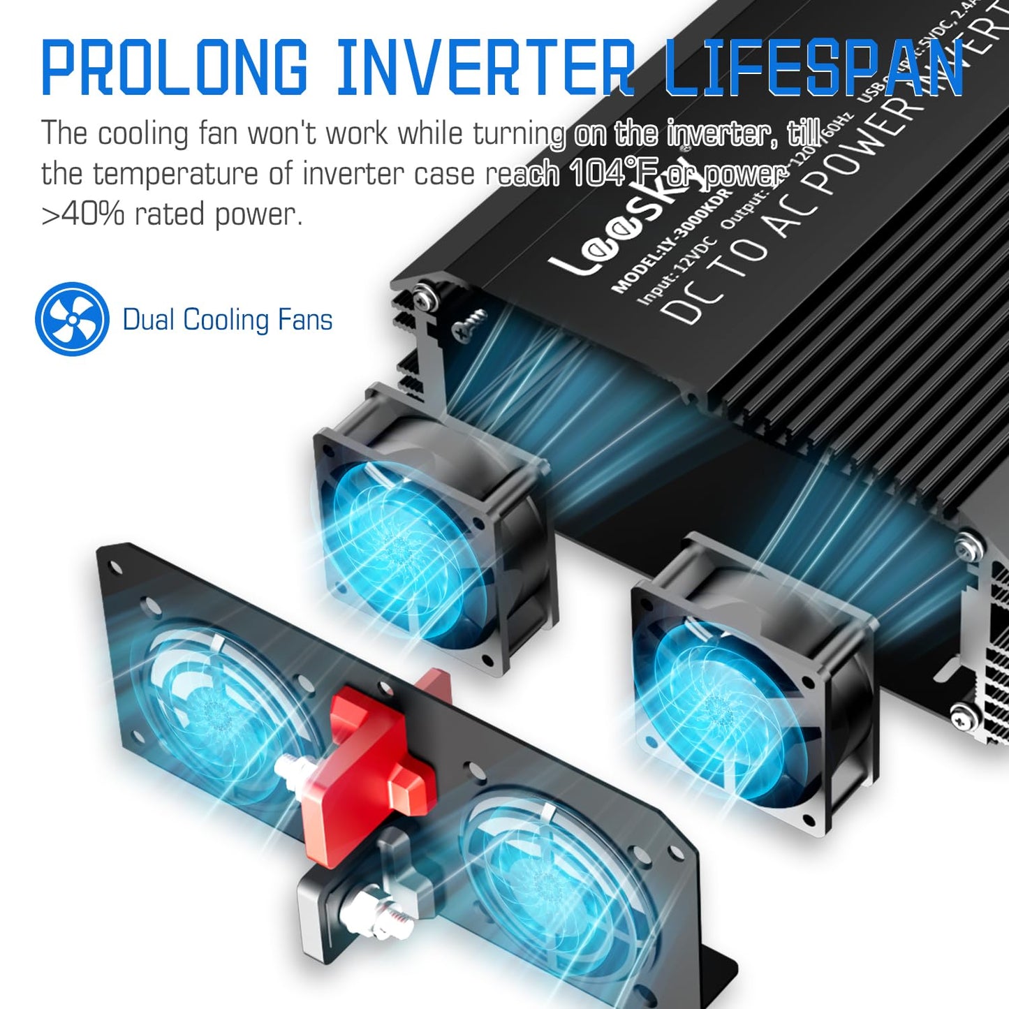 3000 Watt Power Inverter 3000W 12V Dc To 110V 120V Ac Inverter For Car Outdoor Solar Power Home Rv Truck Compatible With Lithium