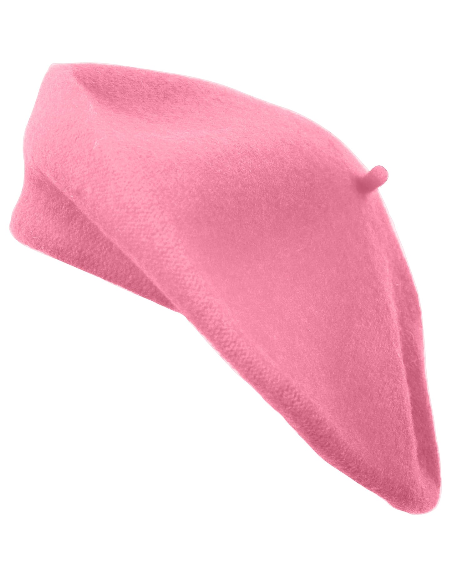 Parquet Solid Color French Beret Wool Material. Classic French, Casual and Chic Lightweight Beanie Cap Hat Pink