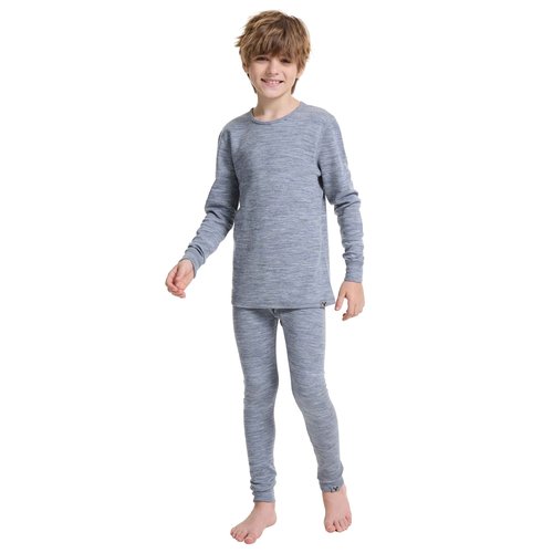 MERINNOVATION Merino Wool Base Layer Set for Kids Top and Bottom Thermal Underwear Long Sleeve