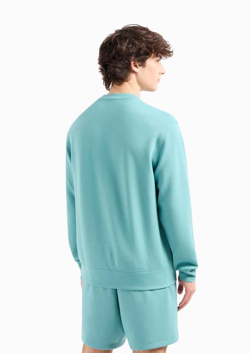Armani Exchange A｜X Men's Abstract Print Logo Pullover Crewneck Sweatshirt, Bristol Blue
