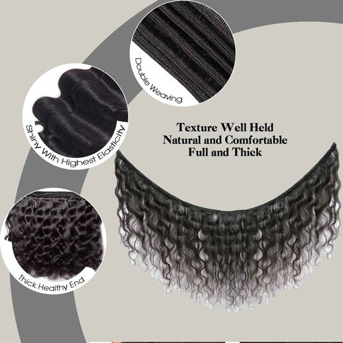 12A Human Hair Bundles with Closure Frontal 18 18 18 18 Body Wave 4 Bundles - Brazilian Quick Weave Hair Extension Real Human Hair for Daily Use
