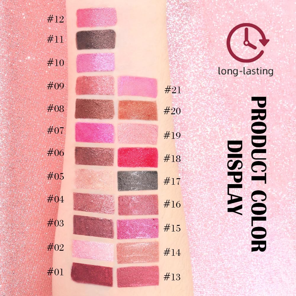 Kaely 2-in-1 Rose Gold Metallic Lipstick and Lip Liner, Shimmer Liquid Metallic Lipsticks for Women, Glitter Lip Gloss Stain Long Lasting Waterproof Smudge Proof 24 Hour, Vegan Makeup, 04