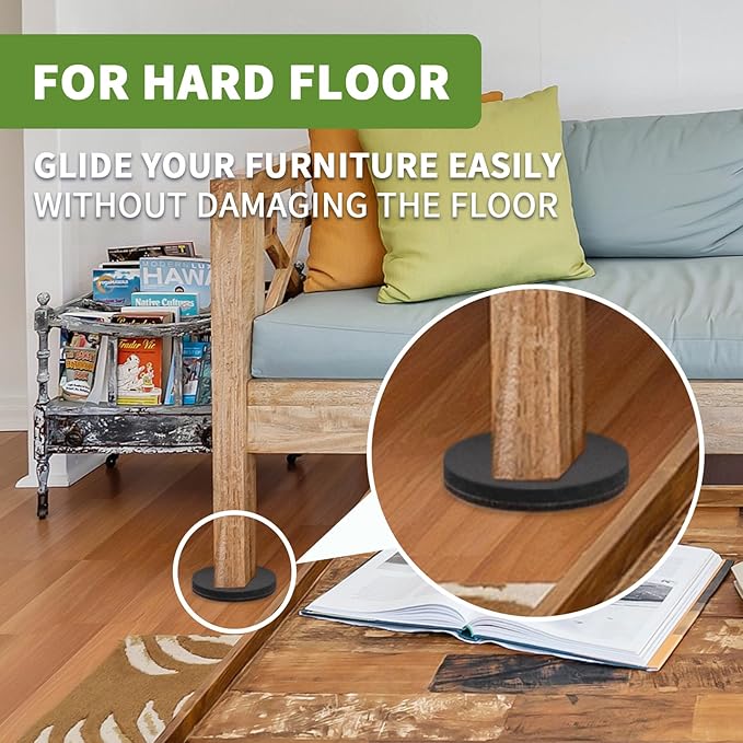 COVERCORNER Furniture Sliders for Hardwood Floors, Furniture Sliders for Carpeted Floors, 8 PCS 4 3/4 inch Combo Pack, Sliders for Moving Furniture, Furniture Movers Sliders-Brown