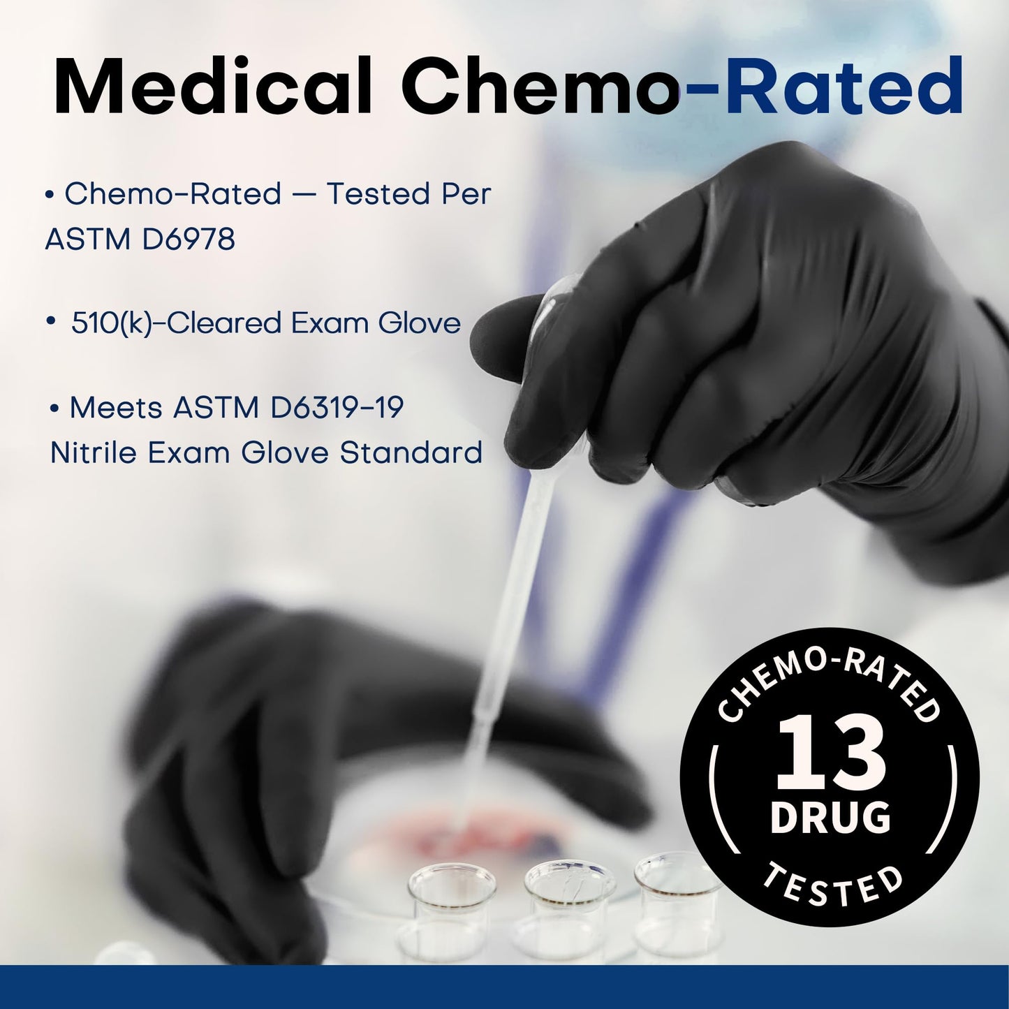 Supmedic Disposable Nitrile Gloves, Chemical Resistant, Powder-Free, Latex-Free, Food Safe, Medical Exam Gloves, Black, Medium, 1000 Pcs