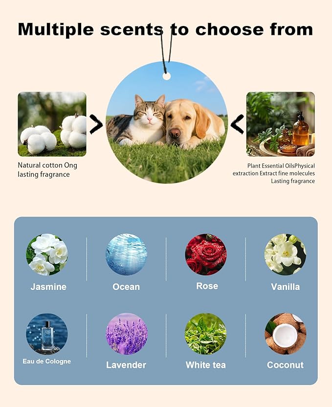 Personalized Double-Sided Custom Car Air Freshener - 100% Natural Material - Various Fragrance Types - Long-lasting Scent - Ideal for Car, Home, and Gifting (Circle)