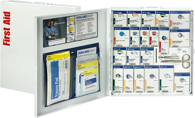 First Aid Only 746000 SmartCompliance 50-Person ANSI A+ and OSHA Compliant First Aid Kit for Business, Large Metal First A...