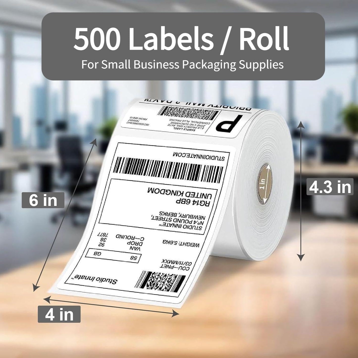 4x6 Thermal Labels 500/Roll, HUOJI Direct Thermal Shipping Labels Roll 4x6 Compatible with Rollo, Zebra, MUNBYN Printers, Commercial Grade