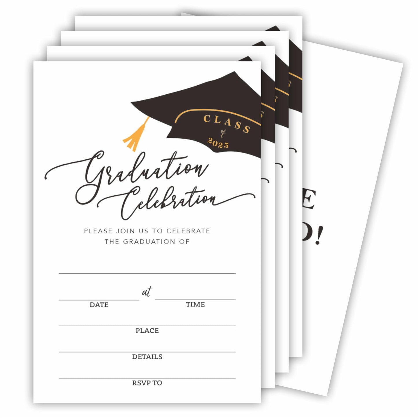 Ketsord 20 Grad Party Invitation Cards With Envelopes - Graduation Celebration - Class Of 2025 Double Sided Fill In Style Graduation Invites, Party Favor & Supplies - A05