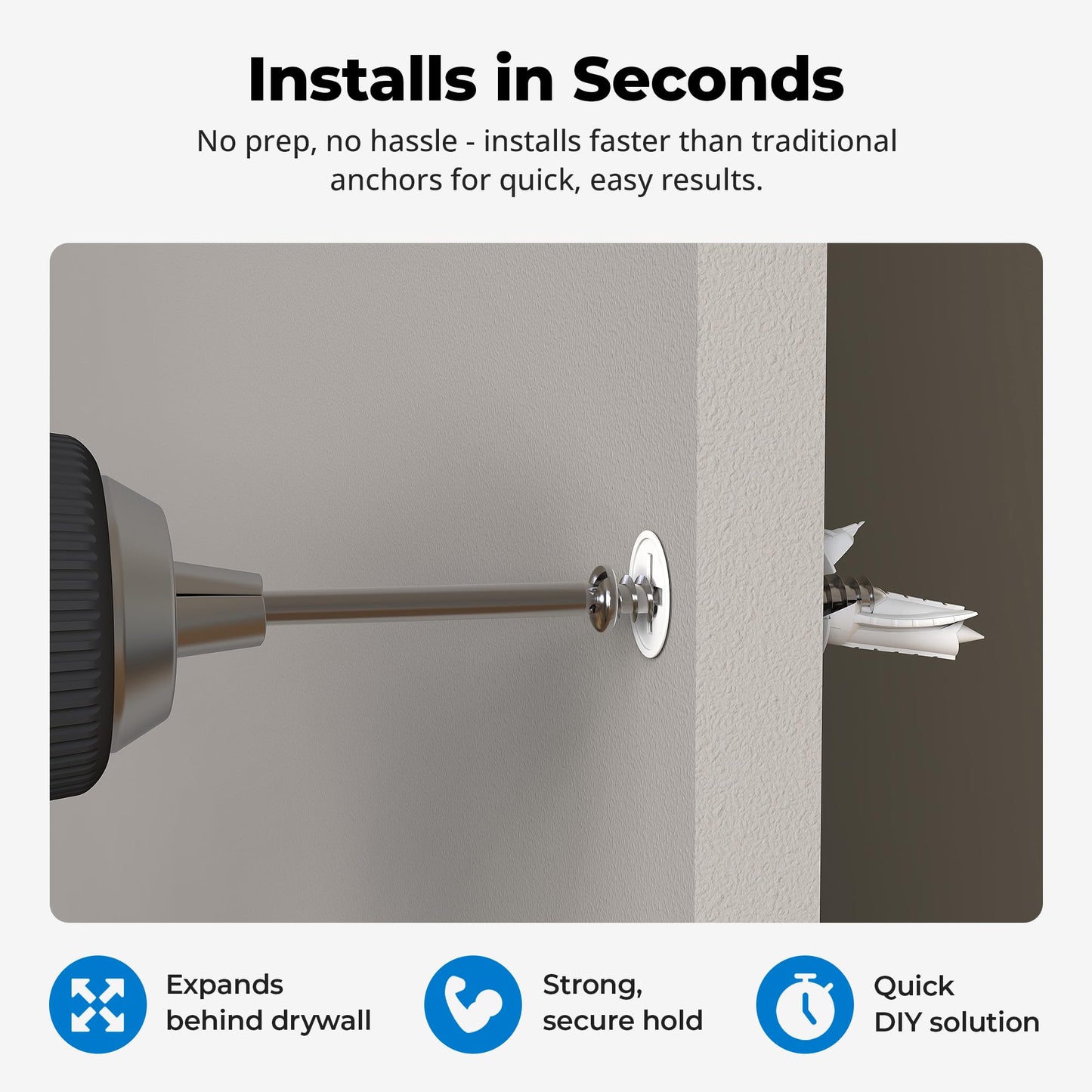 #8 Self Drilling Drywall Plastic Anchors with Screws - No Pre Drill Hole Preparation Required - 75 Lbs (25 Pack)