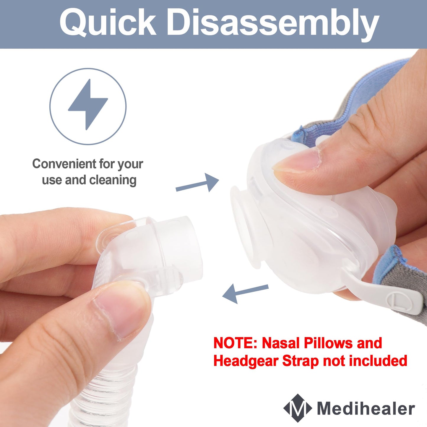 Replacement Frame Assembly for AirFit P10,Quick-Release Design Frame and Short Tube Assembly,Great Value CPAP Supplies by Medihealer(No Cushion)