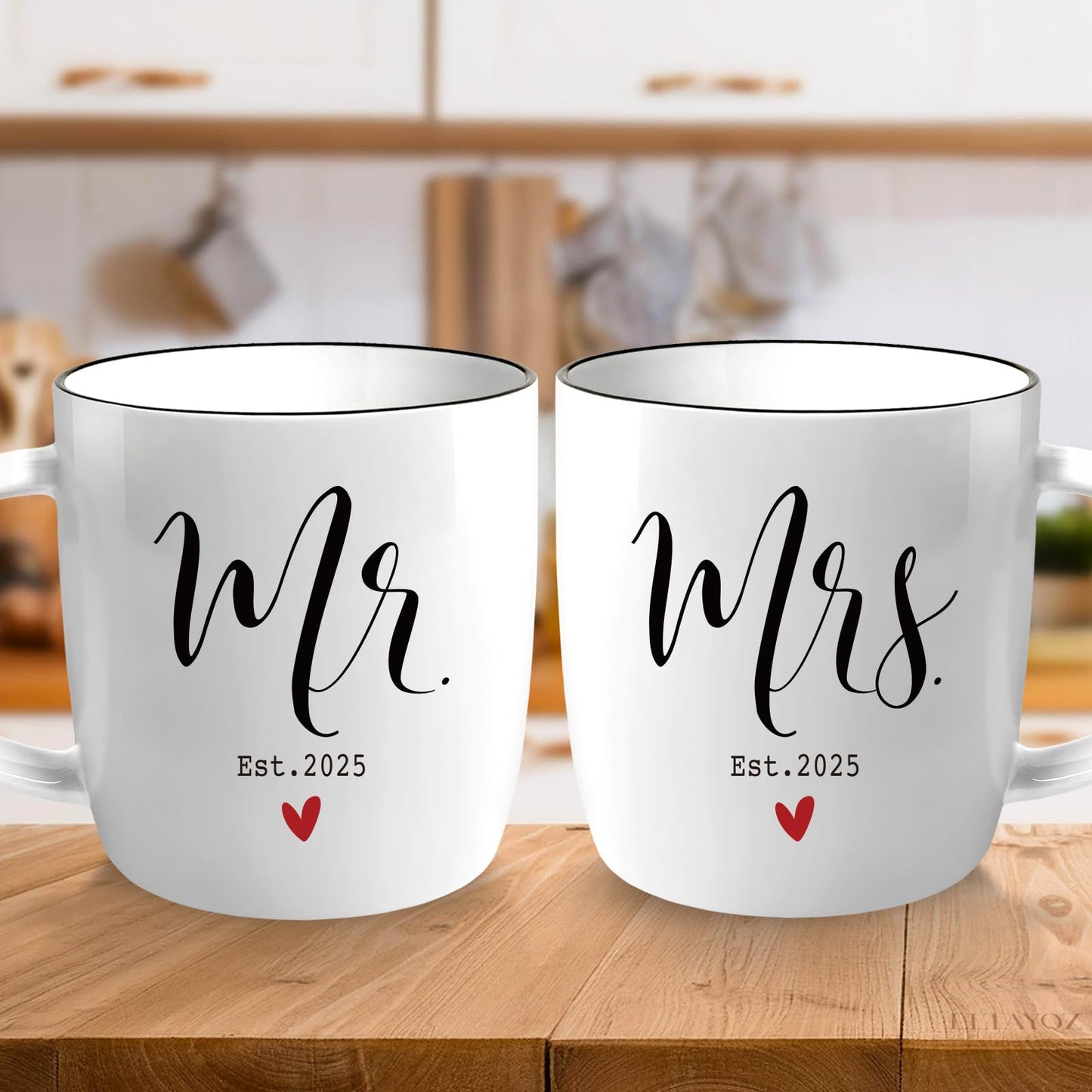 EST 2025 Mr and Mrs Valentine Wedding Mug Gifts for New Couples, Newlyweds Anniversary Bride To Be Mug Gifts, Ceramic Mugs Engagement Gift for Couples, Wedding Registry Mugs Gift for Her Him-20