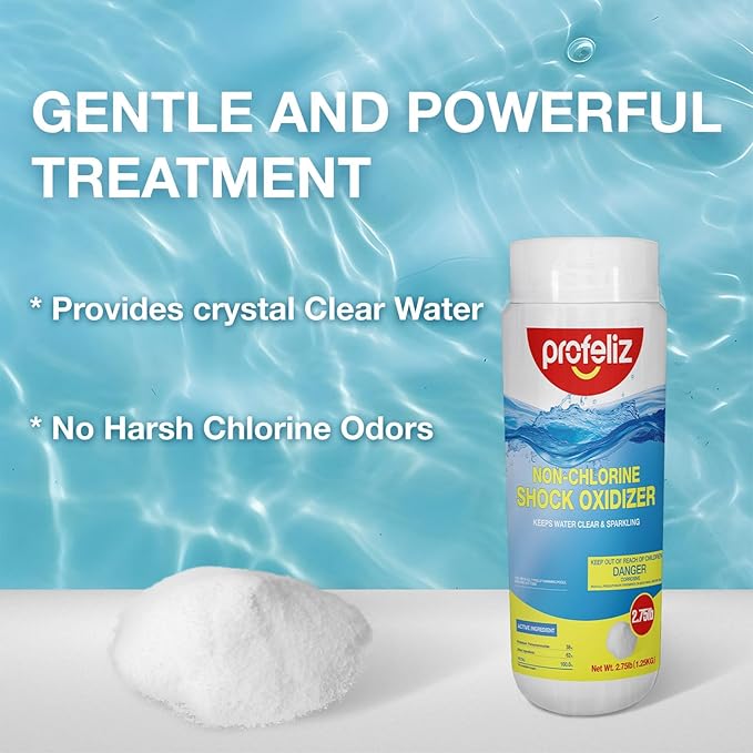 PROFELIZ 2 Pack Non Chlorine Shock Oxidizer for Hot Tubs, Chlorine-Free Spa Pool Shock Treatment, Quick Dissolving Oxidizing Water Clarifier, 2.75 lbs per Bottle