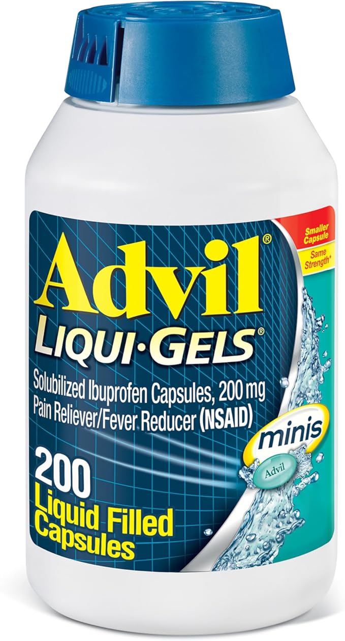 Advil Liqui-Gels minis Pain Reliever and Fever Reducer, Pain Medicine for Adults with Ibuprofen 200mg for Pain Relief - 20...