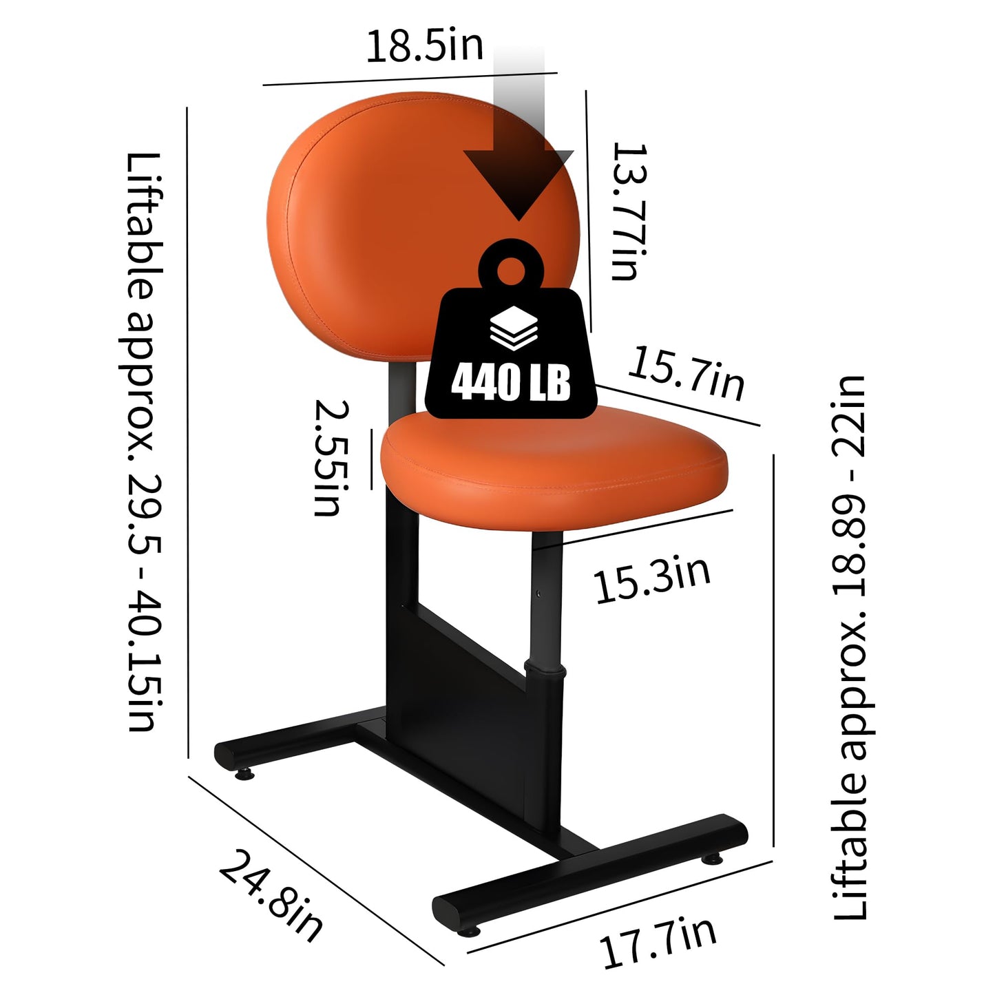 Tuffking Professional Adjustable Tattoo Armrest Chair - 26 lb Lightweight, 30-40inch Backrest & 19-22inch Seat Height Adjustment, 18x25inch Tattoo Arm Rest for Tattoo Artists & Studios & Client