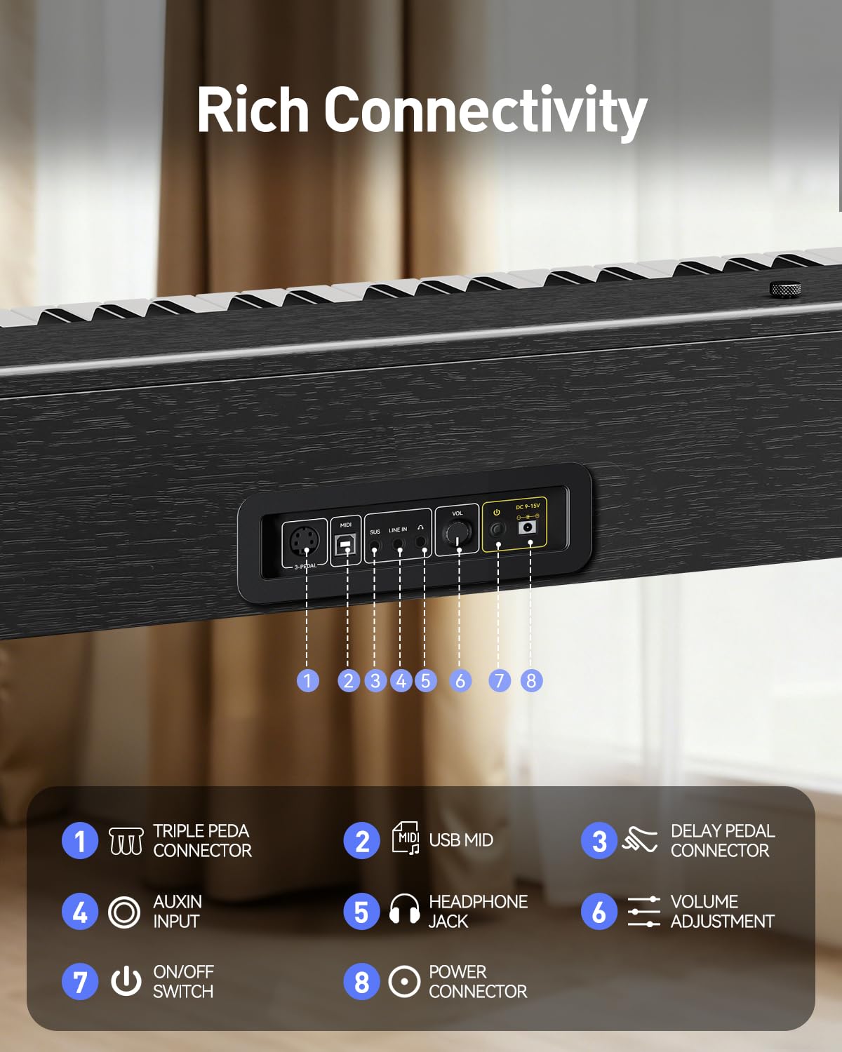 Rhymo 88 Keys Weighted Keyboard Piano, Full Size Hammer Action Digital Piano with Speakers, Wooden Upright Digital Piano, Electronic Piano Keyboard with Furniture Stand Suitable for Beginners