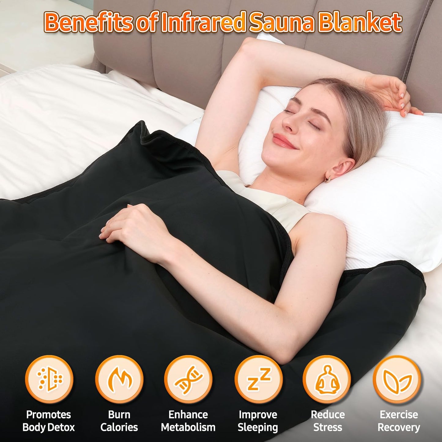 yamxun Infrared Sauna Blanket for Home: Skin-Friendly PVC Leather Large Portable Blanket for Full Body Detox & Relaxation - Far Infrared Heating Adjustable 86-167℉ & 30-60 Min Timer 71 x 35.5Inch