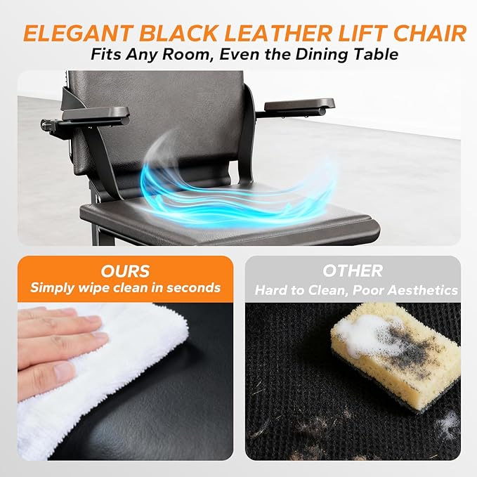 MediHoist Steel Electric Floor Lift Chair with Wheels and PU Cushion, Floor Lift for Elderly, 440 LBS Capacity, Seat Belts and Handrails, Suitable for Home Use