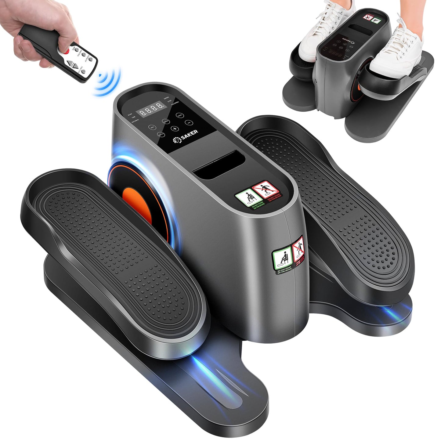 Saker Under Desk Elliptical Machine, Electric Seated Pedal Exerciser, Mini Ellipse Leg Exerciser with Display Monitor, Remote Control, Elliptical Machine for The Old and Young Leg Ercise