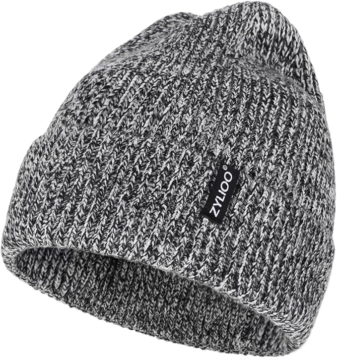 Zylioo Oversize Beanie Hats, XXL Big Size Ribbed Knit Cuffed Winter Hat for Cold Weather, Warm Skull Watch Cap