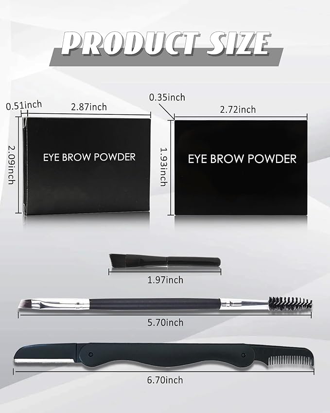 Eyebrow Powder Kit,3 Color Dark Brown Grey Light Auburn Eye Brow Powder Palette with Razor Brush,Long Lasting Waterproof Brow Filler Fill Sculpt Full Eyebrows,Thanksgiving Makeup Gift Set for Women-02