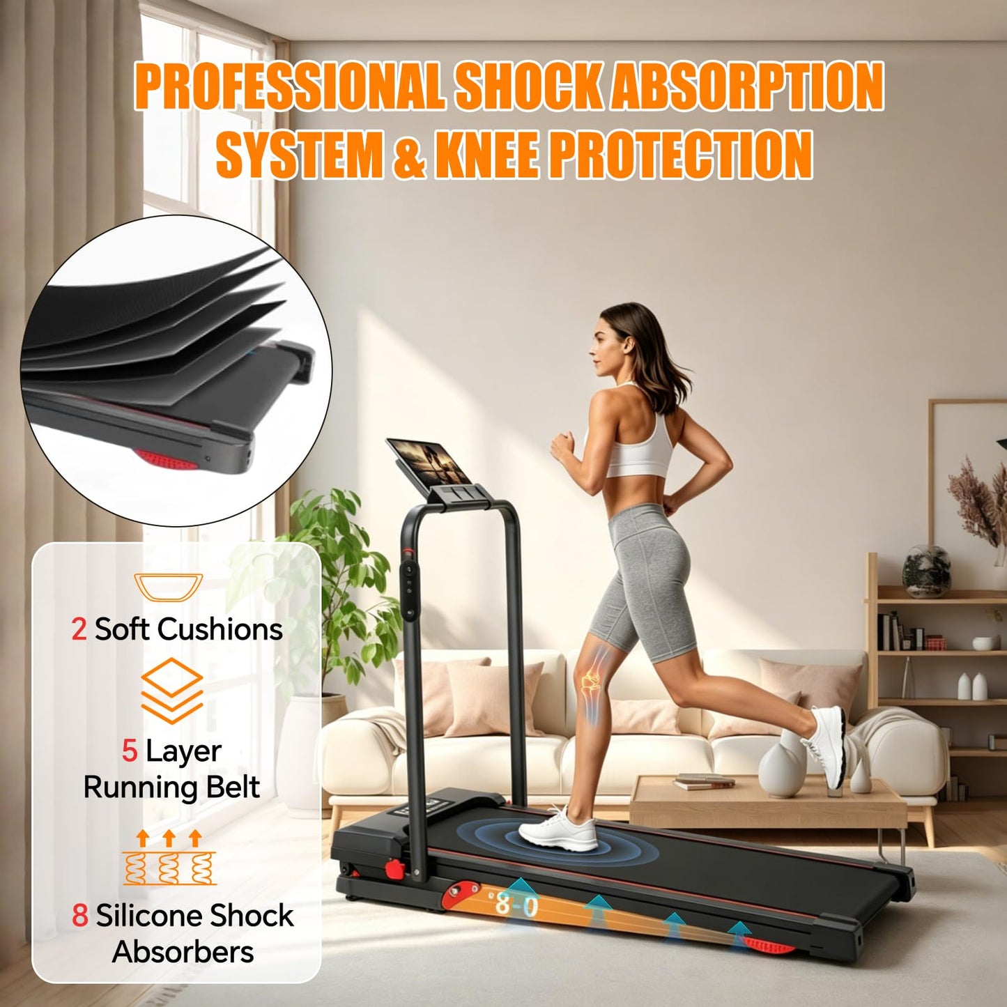 Joxir Walking Pad Treadmill with Incline & Handle Bar, Portable 7.5MPH Under Desk Treadmill for Home Office, 360 Lbs Capacity with LED Display & Remote Control