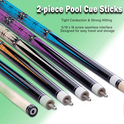 Sinsilvie 13mm 58 Inch 19 20 oz Billiard Pool Cue Stick, 1/2 Maple Billiard Pool Stick, House Bar Pool Table Sticks for Men (Set of 4)