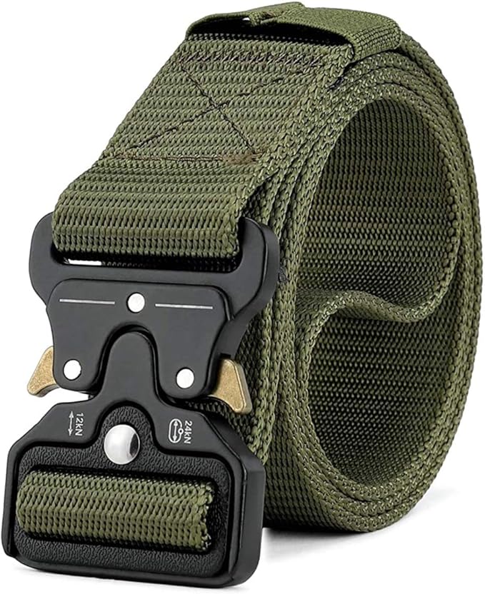 Quick Release Tactical Belts for Men,46" Military Style Heavy Duty Nylon Web Belt