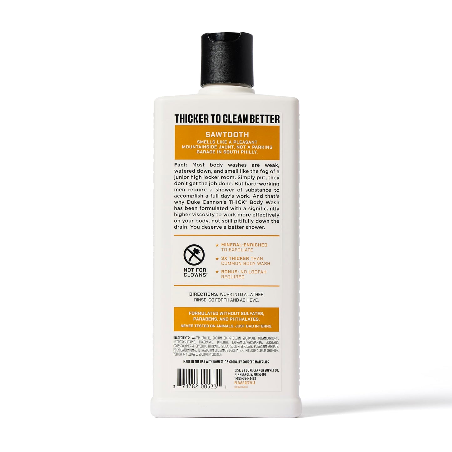 Duke Cannon Supply Co. Mens THICK Body Wash - Free of Sulfate, Paraben, & Phthalates Leaving Skin Soft and Hydrated - High Visco