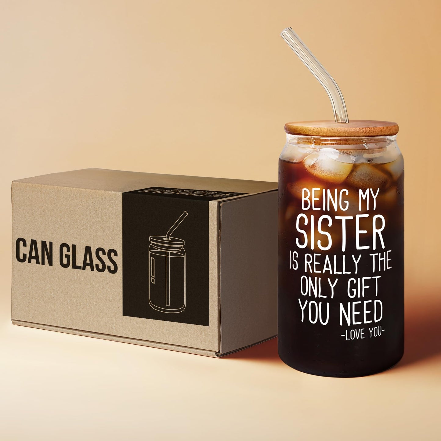 GINGULMINA Gifts for Sister - Birthday, Mothers Day, Christmas Sister Gifts from Sisters, Brother - Sisters Gift for Women, Sibling, Women, Sis - 16 Oz Can Glass