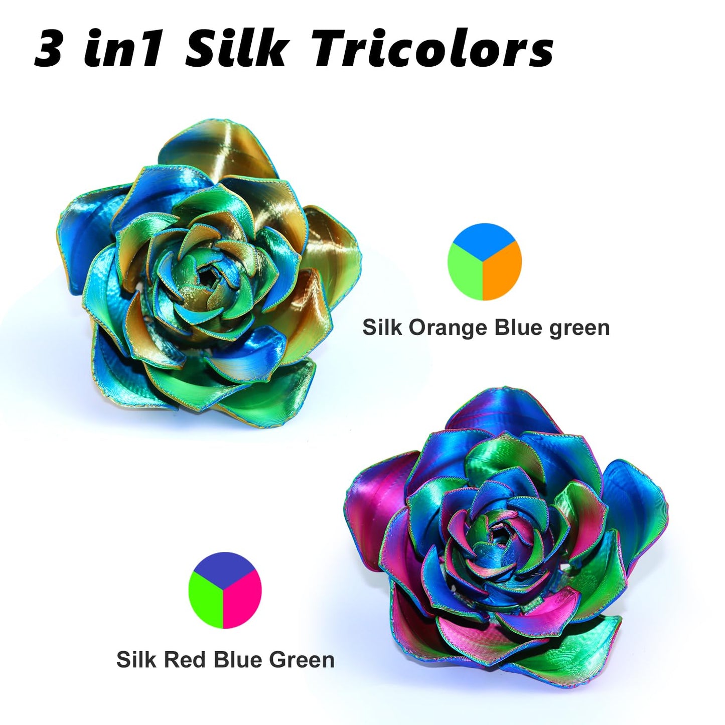 LOVOON 3D PLA Filament 1.75mm Bundle, Tricolor 3D Printer Filament Bundle, Rainbow Silk PLA Filament Bundle, PLA Filament for 3D Printer 3D Pen, Dimensional Accuracy +/-0.02mm, 200g x 4 Spools