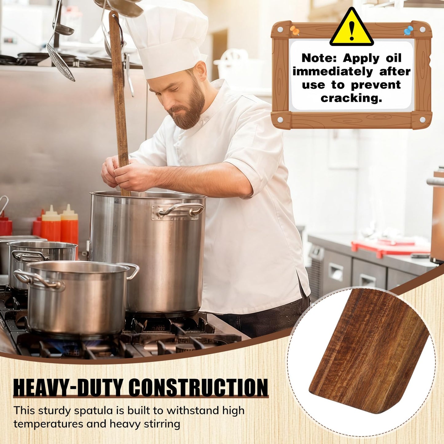 Timtin 36 Inch Long Wooden Mixing Paddle for Cooking Acacia Flat Wooden Spatula Crawfish Paddle Stir Seafood Boil Pot Cooking Spatula for Crawfish Boil Pot Seafood Beer Camping Restaurants