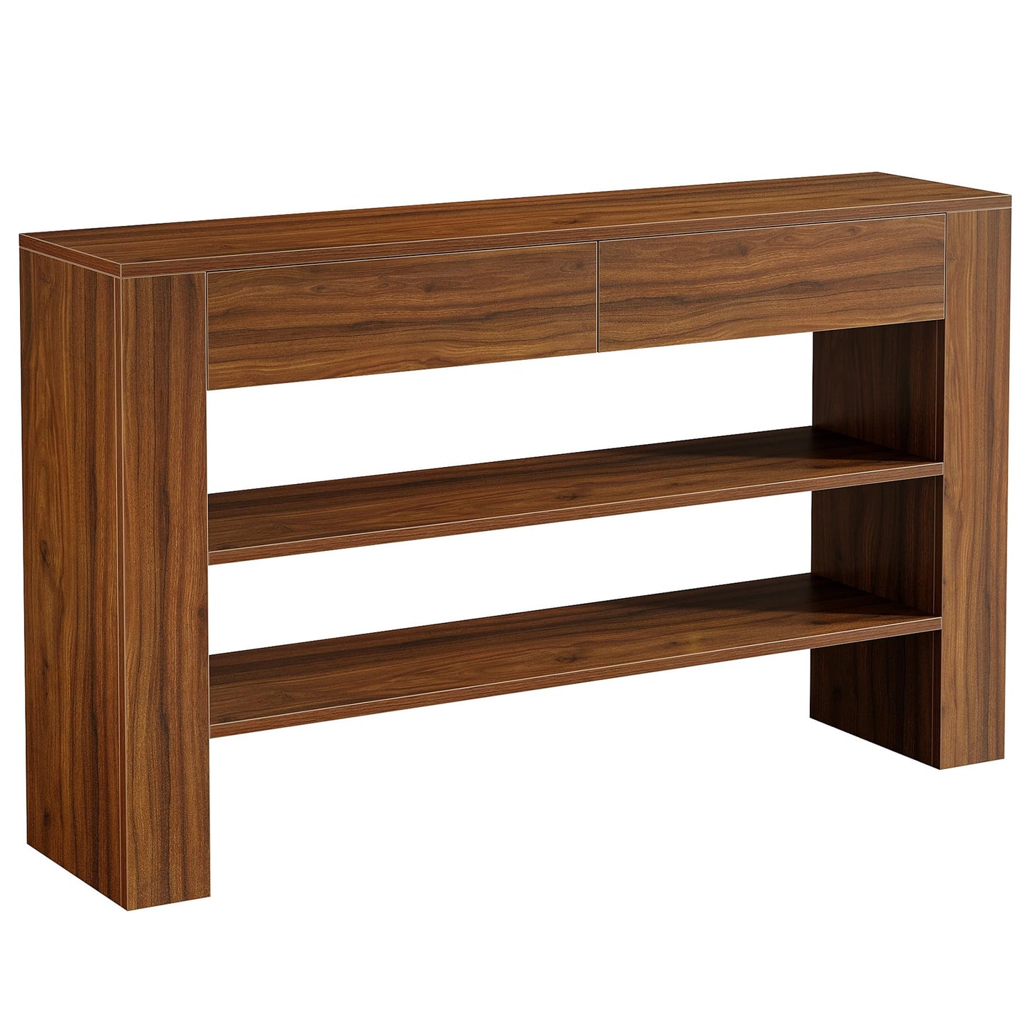 Tribesigns 53.15-Inch Console Table with 2 Drawers, 3-Tier Entryway Table with Storage for Living Room, Sofa Console Behind The Couch for Foyer, Hallway, Entrance (Dark Walnut)