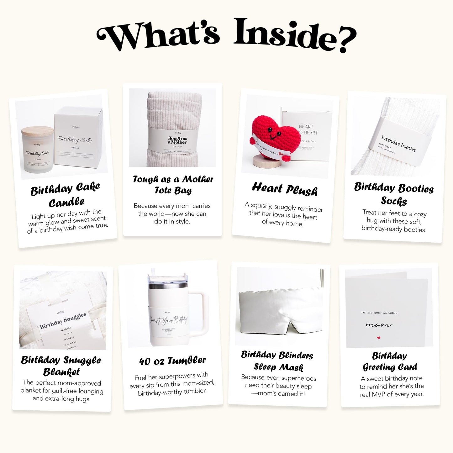 lovebug Mom Birthday Gifts - Thoughtful Gift Box for Mom with Blanket, Candle, Tumbler, Socks, Self Care Items - Get Well Soon Care Package Set - Birthday Gift Basket for Women