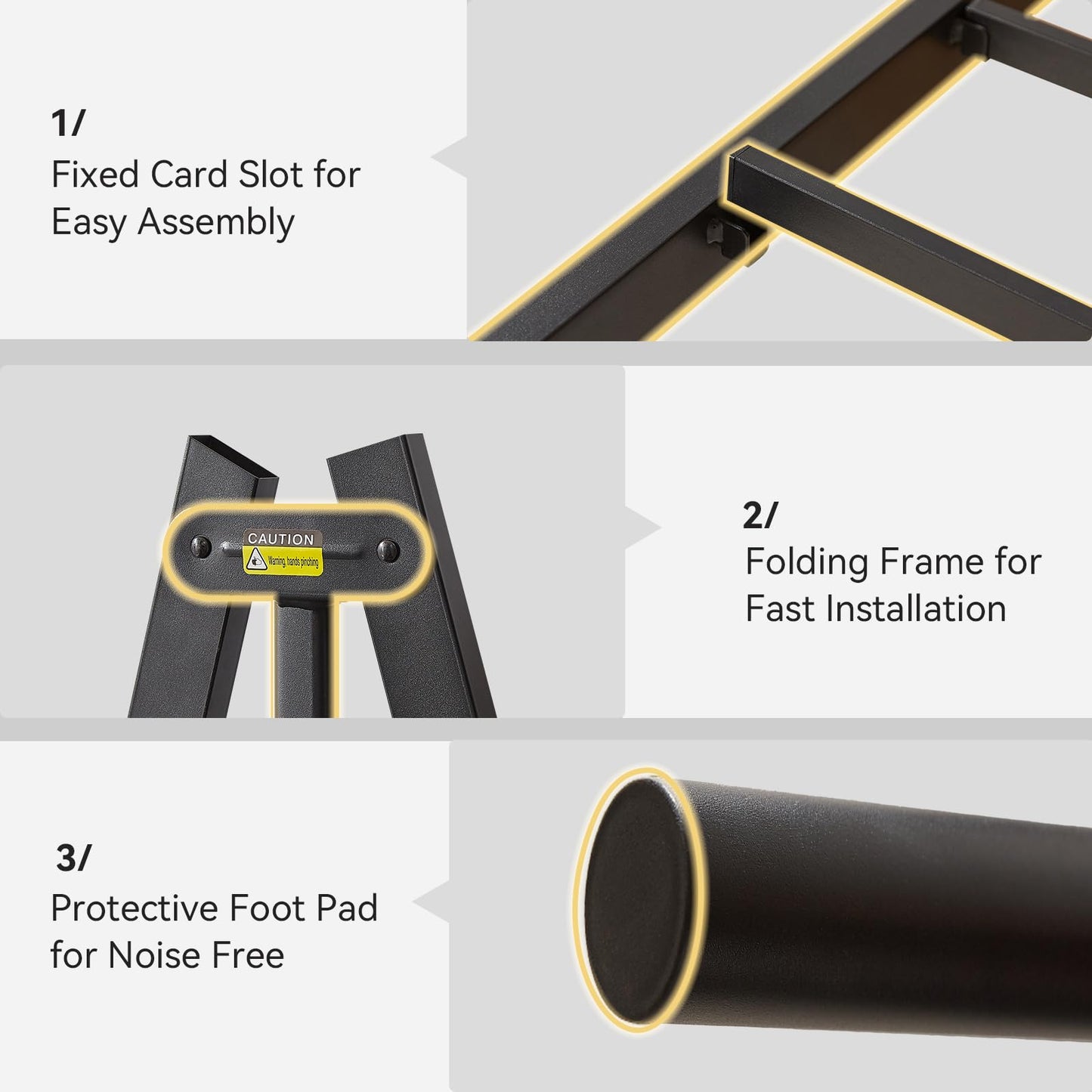 BedsPick Queen Size Metal Bed Frame with Headboard and Footboard, Platform Bed Frame with Premium Steel Slats Support/12.5'' Under Bed Storage Space/No Box Spring Needed/Noise Free/Easy Assembly/Black