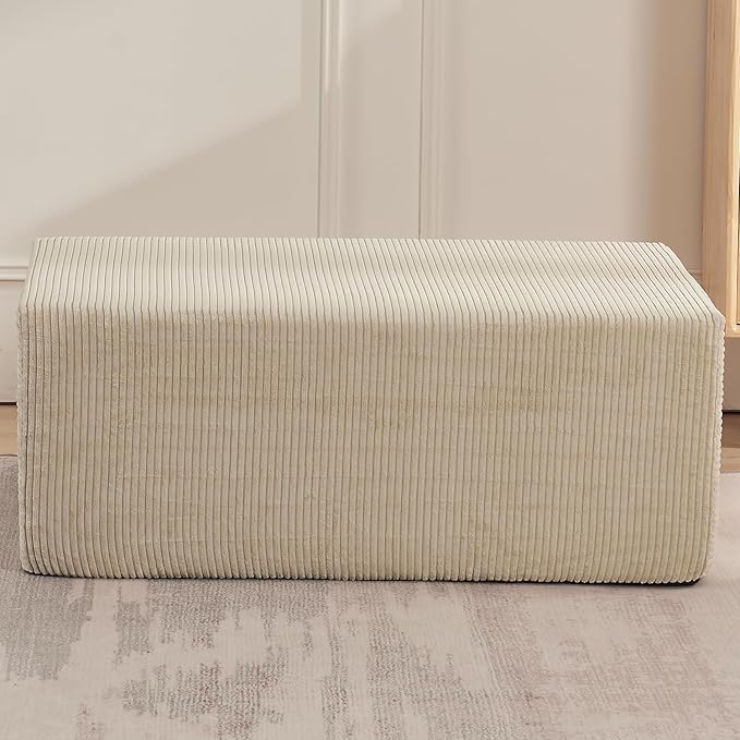 Furnify 40" Memory Foam Couch Footrest, Cloud Modular Sofa with Removable Cover, Upholstered Floor Sofa Ottoman, Upholstered Sofa for Bedroom Living Room, No Assembly Required (Corduroy Fabric, Beige)